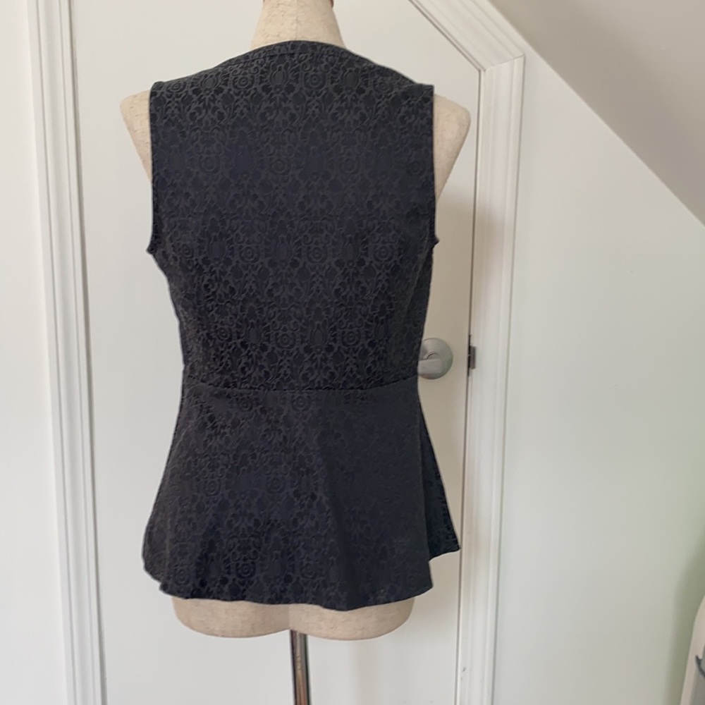 NWOT! Banana Republic Monogram Black Peplum Top - Picture 4 of 7